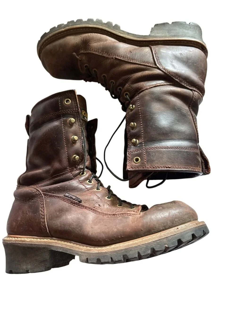Carolina Mens Waterproof Brown Leather Work Boots Size 10 Pre-Owned